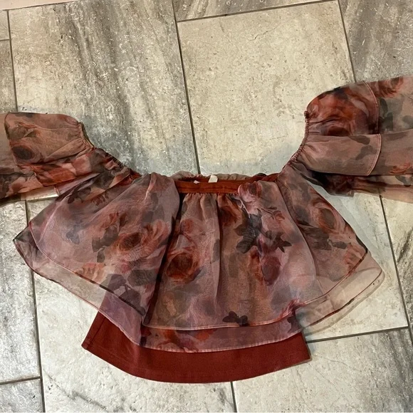 DOLAN Tiered Organza Floral Ruffle Top - Picture 4 of 4